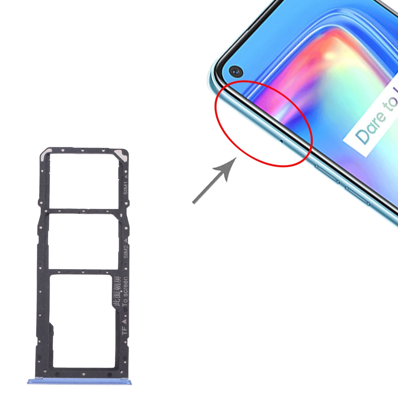For OPPO Realme 7 (Asia) RMX2151, RMX2163  SIM Card Tray + SIM Card Tray + Micro SD Card Tray (Blue)