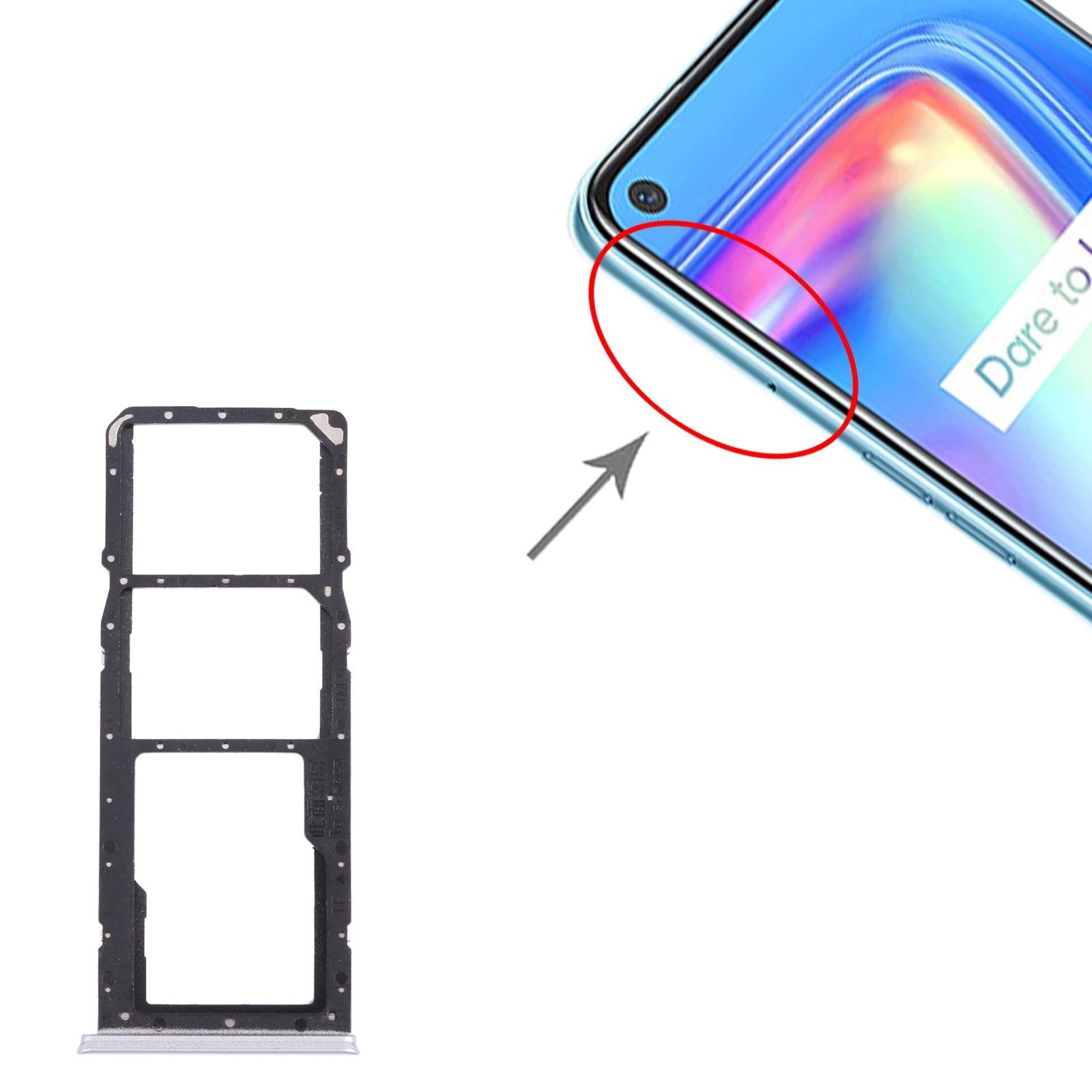For OPPO Realme 7 (Asia) RMX2151, RMX2163  SIM Card Tray + SIM Card Tray + Micro SD Card Tray (Silver)