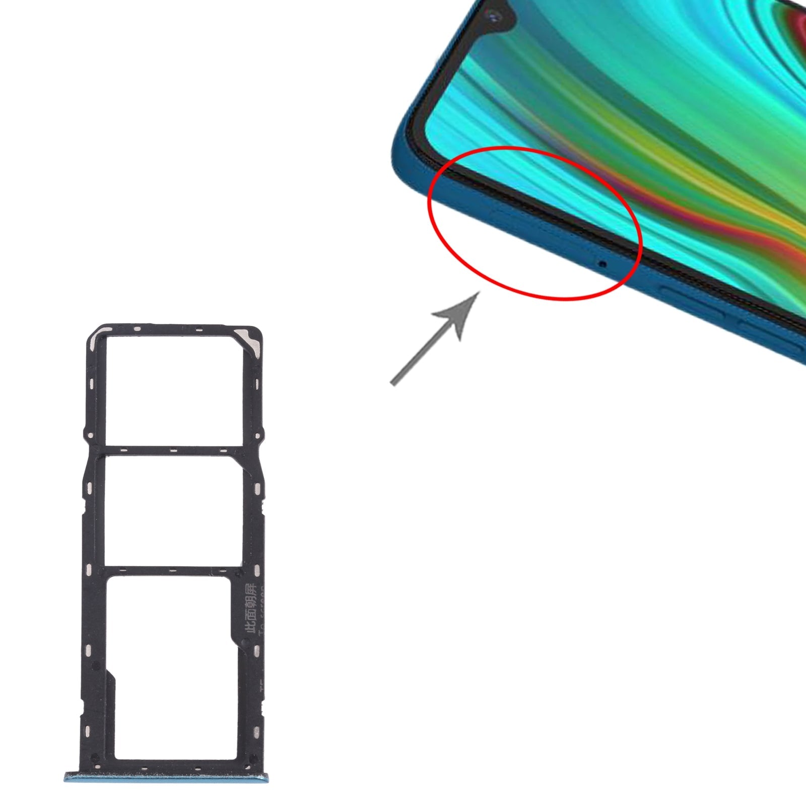 For OPPO Realme C3 RMX2027, RMX2020, RMX2021  SIM Card Tray + SIM Card Tray + Micro SD Card Tray (Blue)