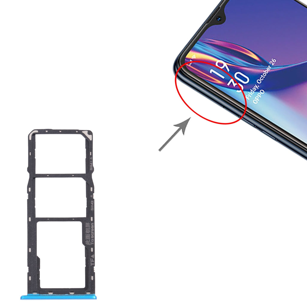 For OPPO A12 CPH2083, CPH2077  SIM Card Tray + SIM Card Tray + Micro SD Card Tray (Blue)