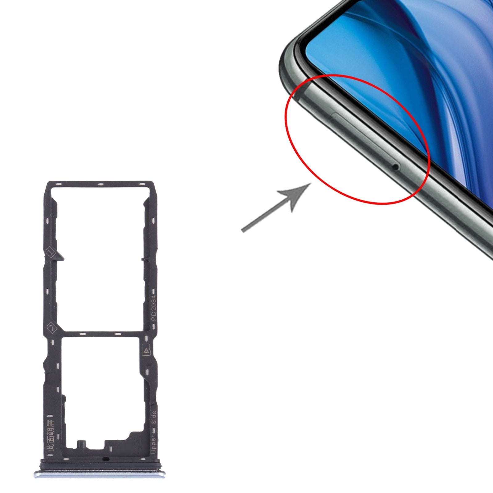 For vivo Y30 (China) / Y20s V2034A SIM Card Tray + SIM Card Tray + Micro SD Card Tray (White)