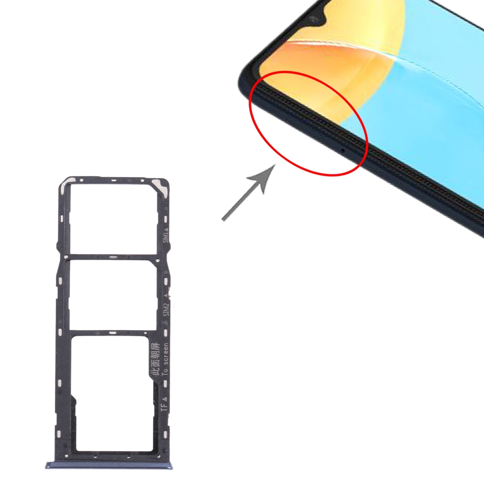 For OPPO A35 CPH2179  SIM Card Tray + SIM Card Tray + Micro SD Card Tray (Black)