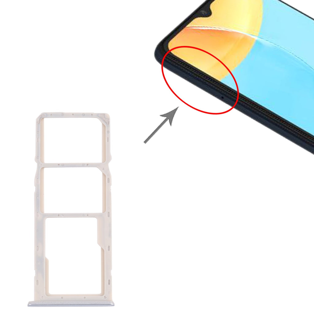For OPPO A35 CPH2179  SIM Card Tray + SIM Card Tray + Micro SD Card Tray (White)