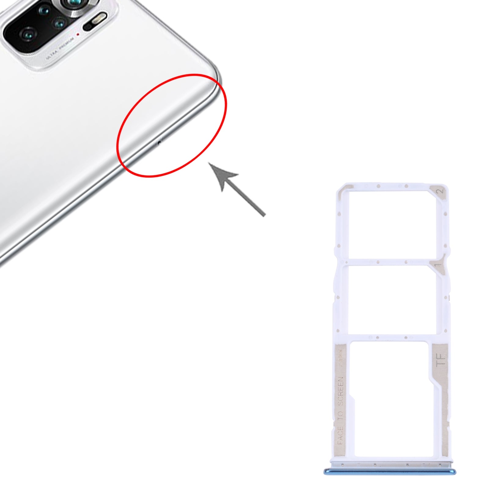 SIM Card Tray + SIM Card Tray + Micro SD Card Tray for Xiaomi Redmi Note 10 4G / Redmi Note 10S M2101K7AI, M2101K7AG, M2101K7BG, M2101K7BI, M2101K7BNY, M2101K7BL (Blue)