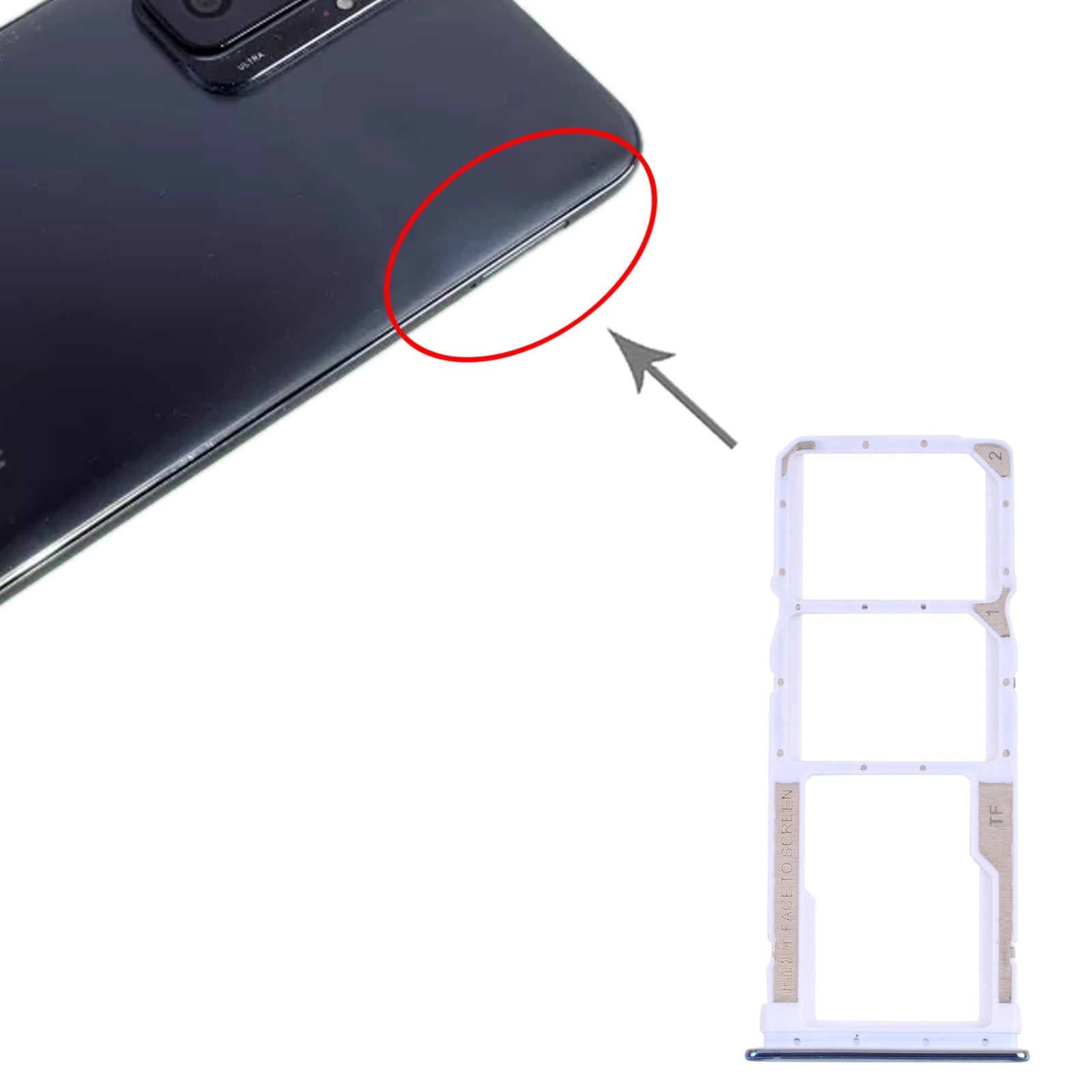 SIM Card Tray + SIM Card Tray + Micro SD Card Tray for Xiaomi Redmi Note 10 Pro 4G / Redmi Note 10 Pro Max / Redmi Note 10 Pro (India) M2101K6G, M2101K6R, M2101K6I, M2101K6P (Blue)