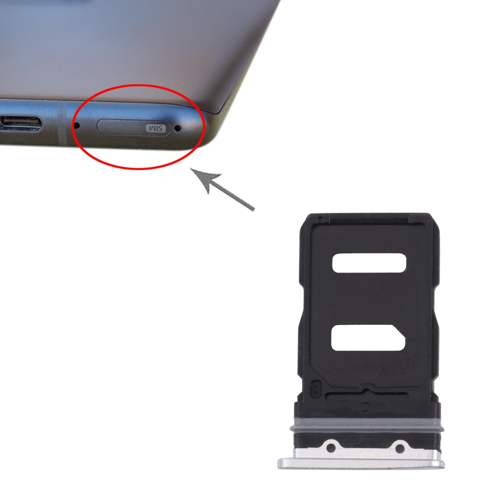SIM Card Tray + SIM Card Tray for Asus Zenfone 8 ZS590KS(Frosted Silver)