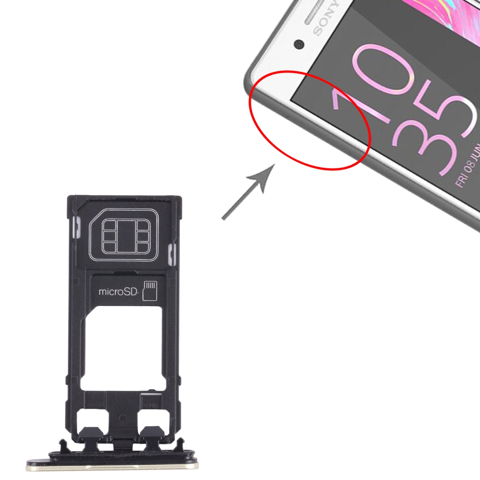 SIM Card Tray + Micro SD Card Tray for Sony Xperia X Performance (Gold)