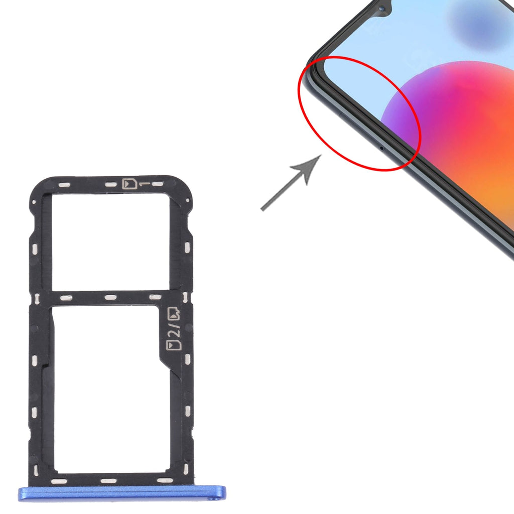 For ZTE Blade A72 SIM Card Tray + SIM Card Tray / Micro SD Card Tray (Blue)