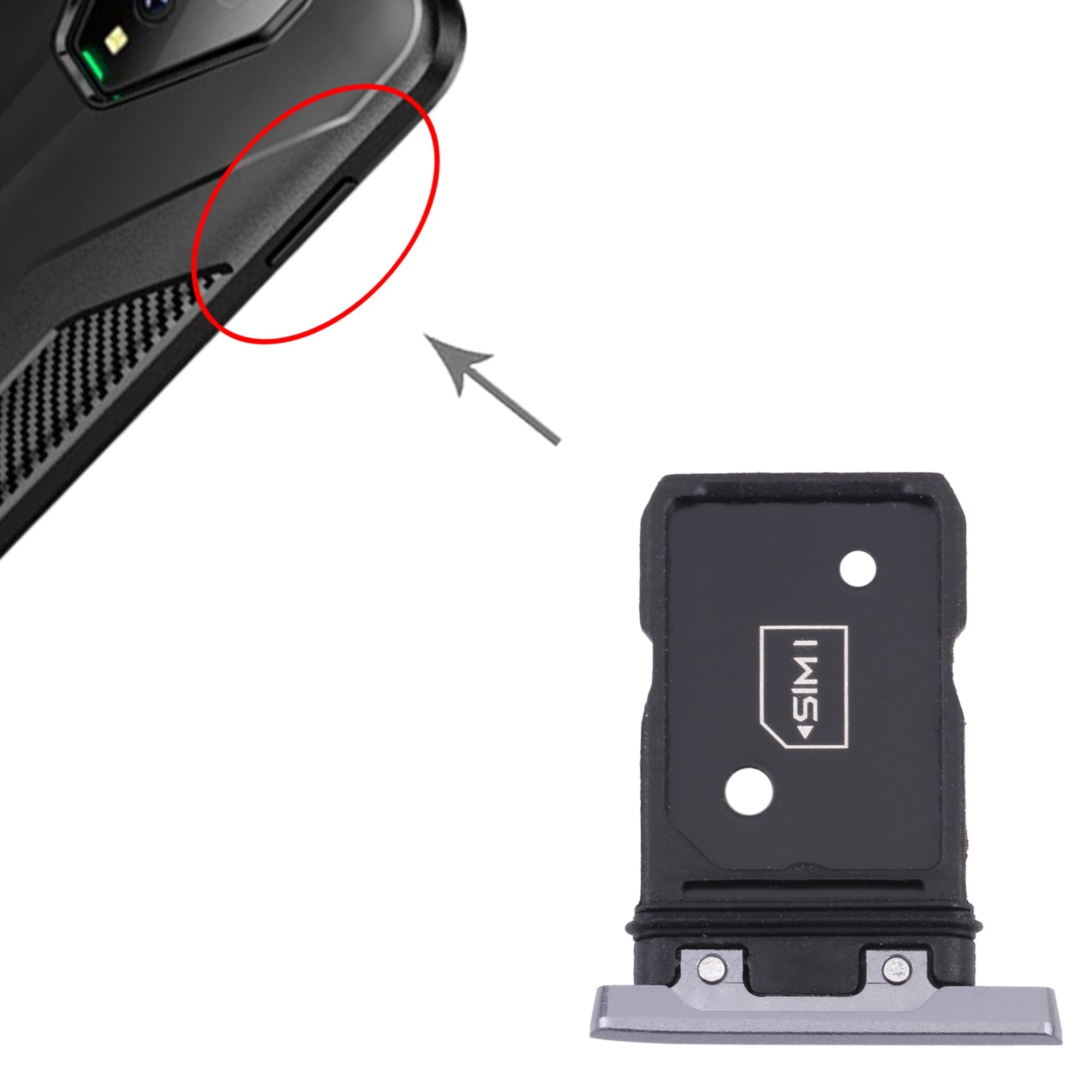 SIM Card Tray + SIM Card Tray for Xiaomi Black Shark 3 KLE-H0, KLE-A0 (Silver)