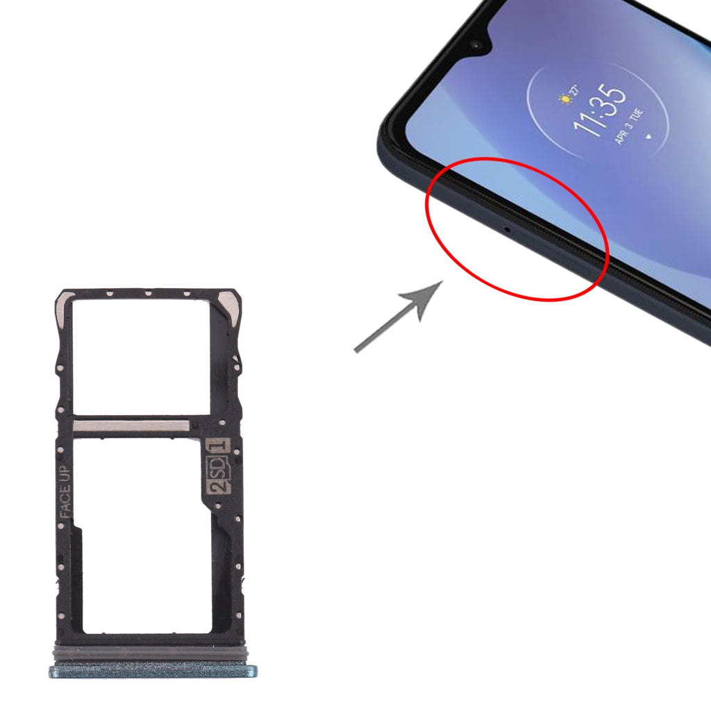 For Motorola Moto G50 SIM Card Tray + Micro SD Card Tray (Green)