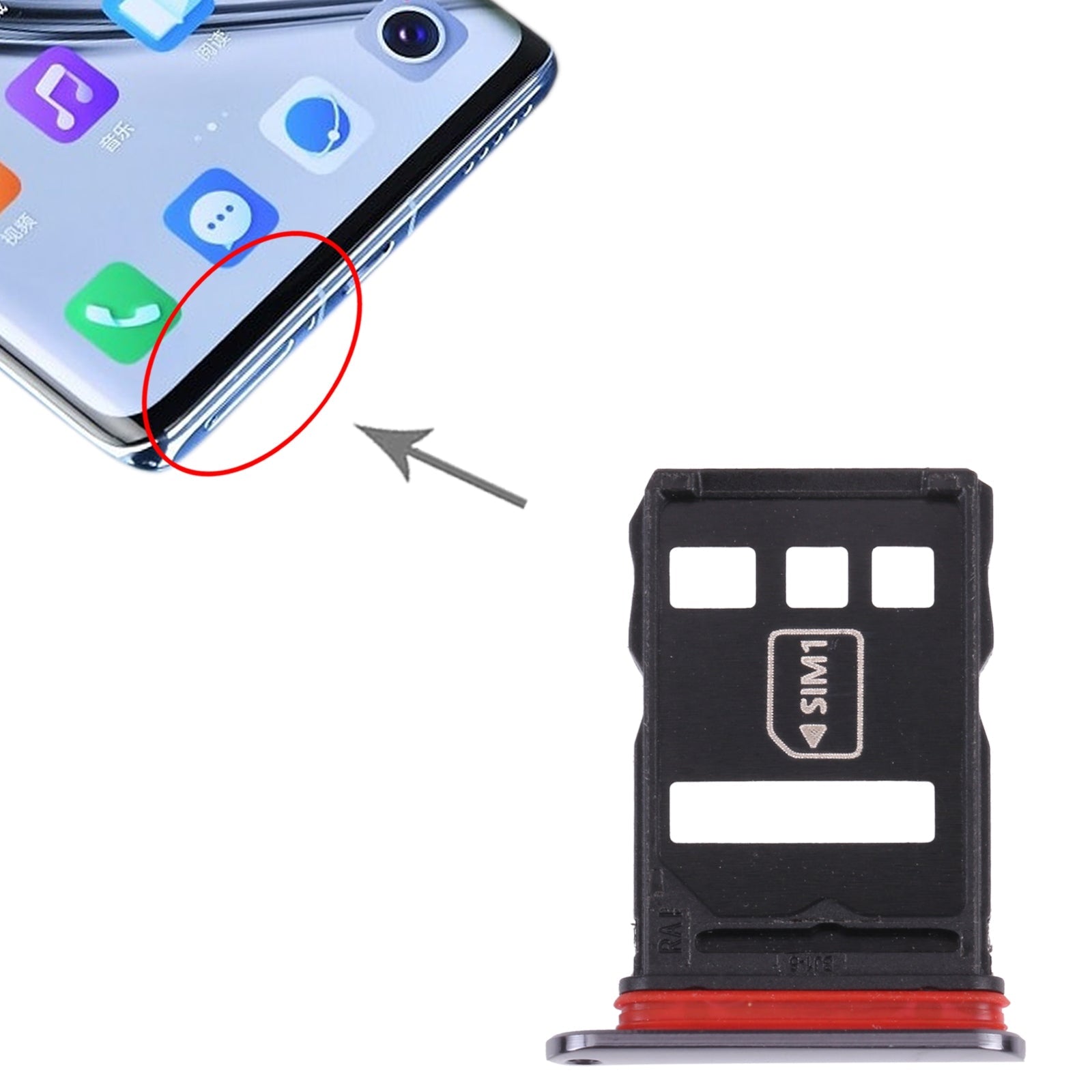 NM Card Tray + SIM Card Tray for Huawei Mate 40E 4G (Black)
