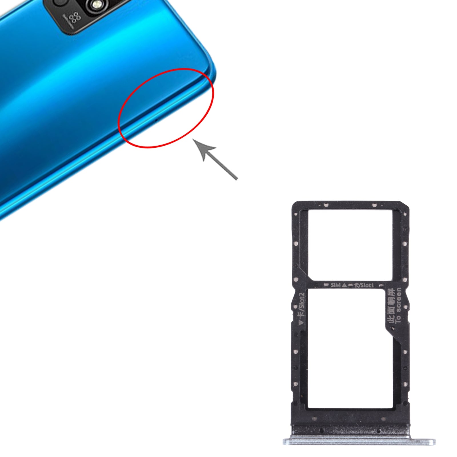 SIM Card Tray + SIM Card Tray / Micro SD Card Tray for Honor play 5T (Green)