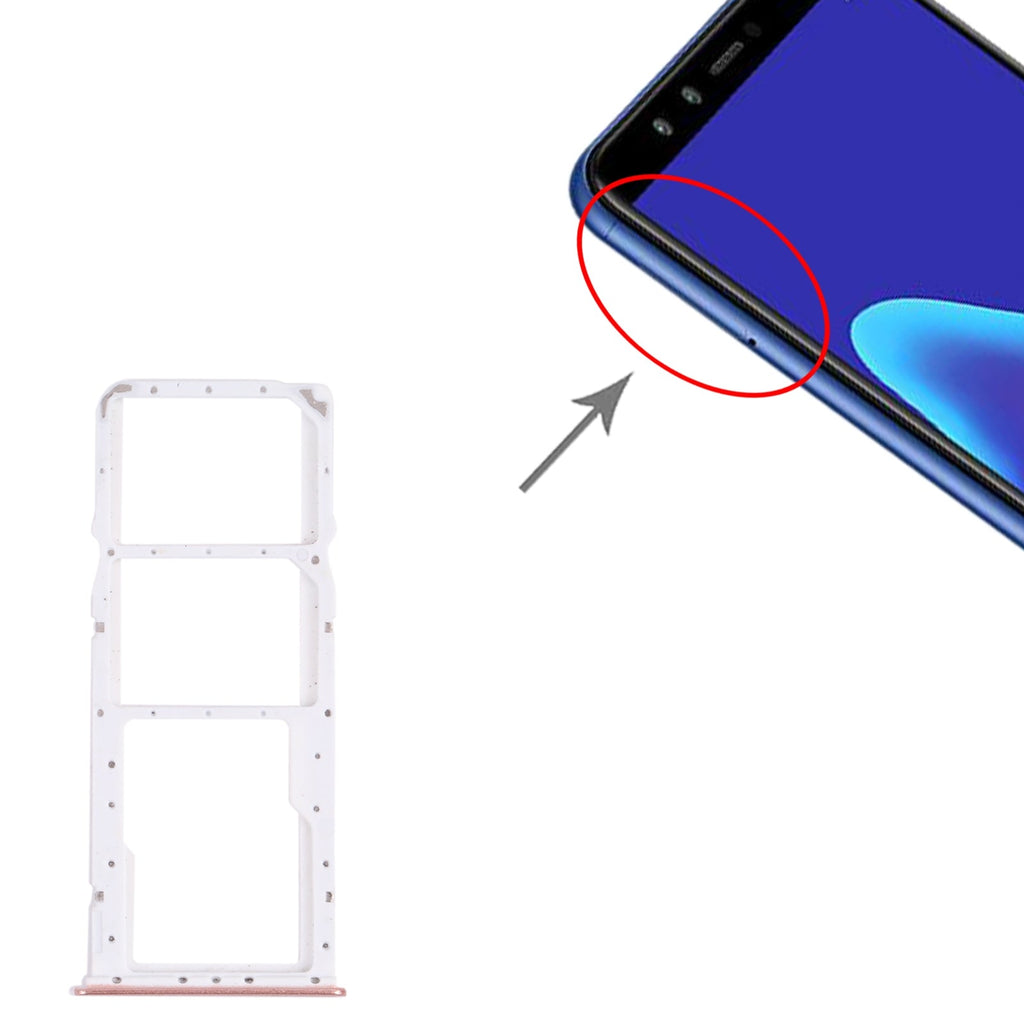 SIM Card Tray + SIM Card Tray + Micro SD Card Tray for Huawei Y9 (2018) (Pink)