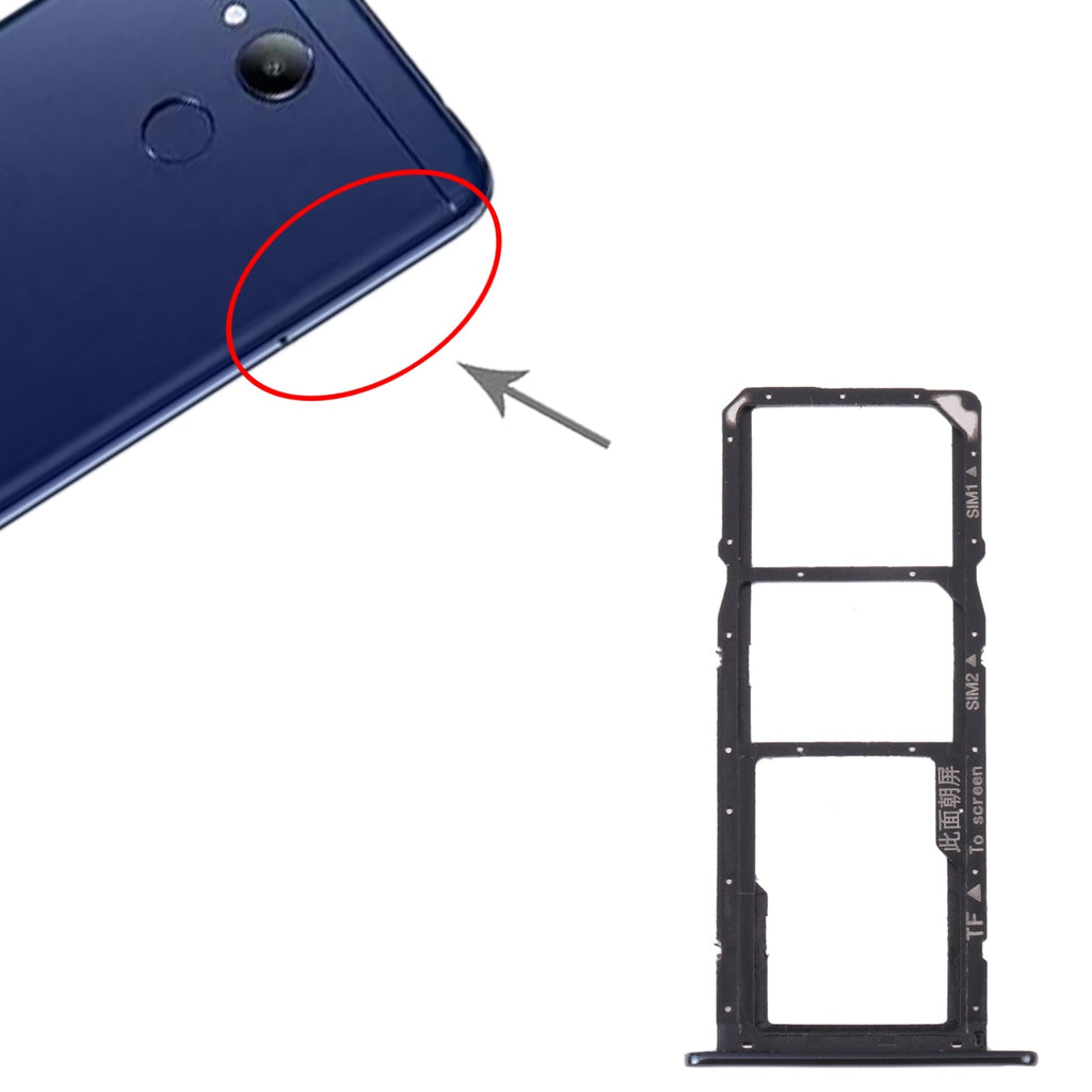 SIM Card Tray + SIM Card Tray + Micro SD Card Tray for Honor 7A Pro (Black)
