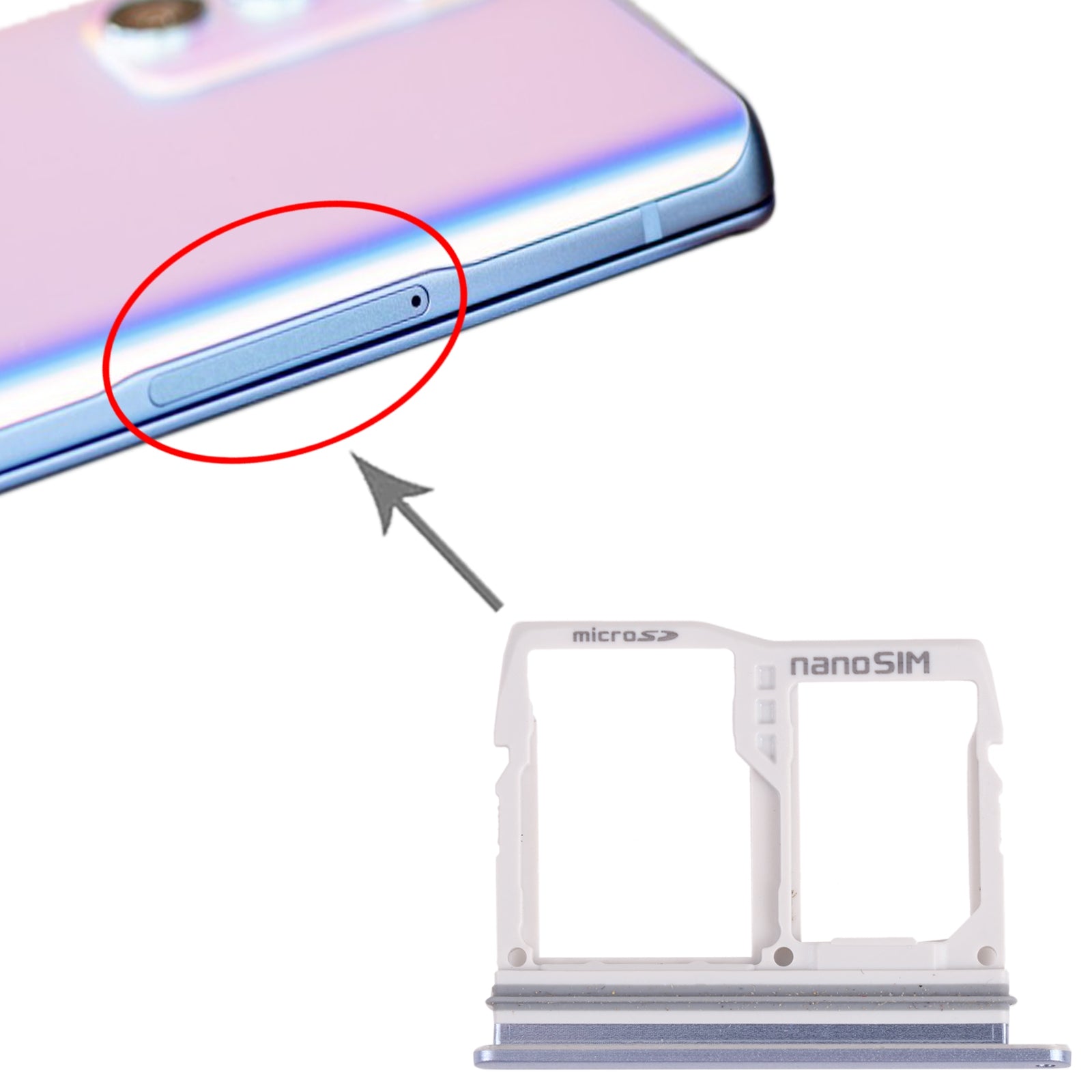 Nano SIM Card Tray + Nano SIM Card Tray / Micro SD Card Tray for LG Wing 5G LMF100N, LM-F100N, LM-F100V, LM-F100 (Blue)
