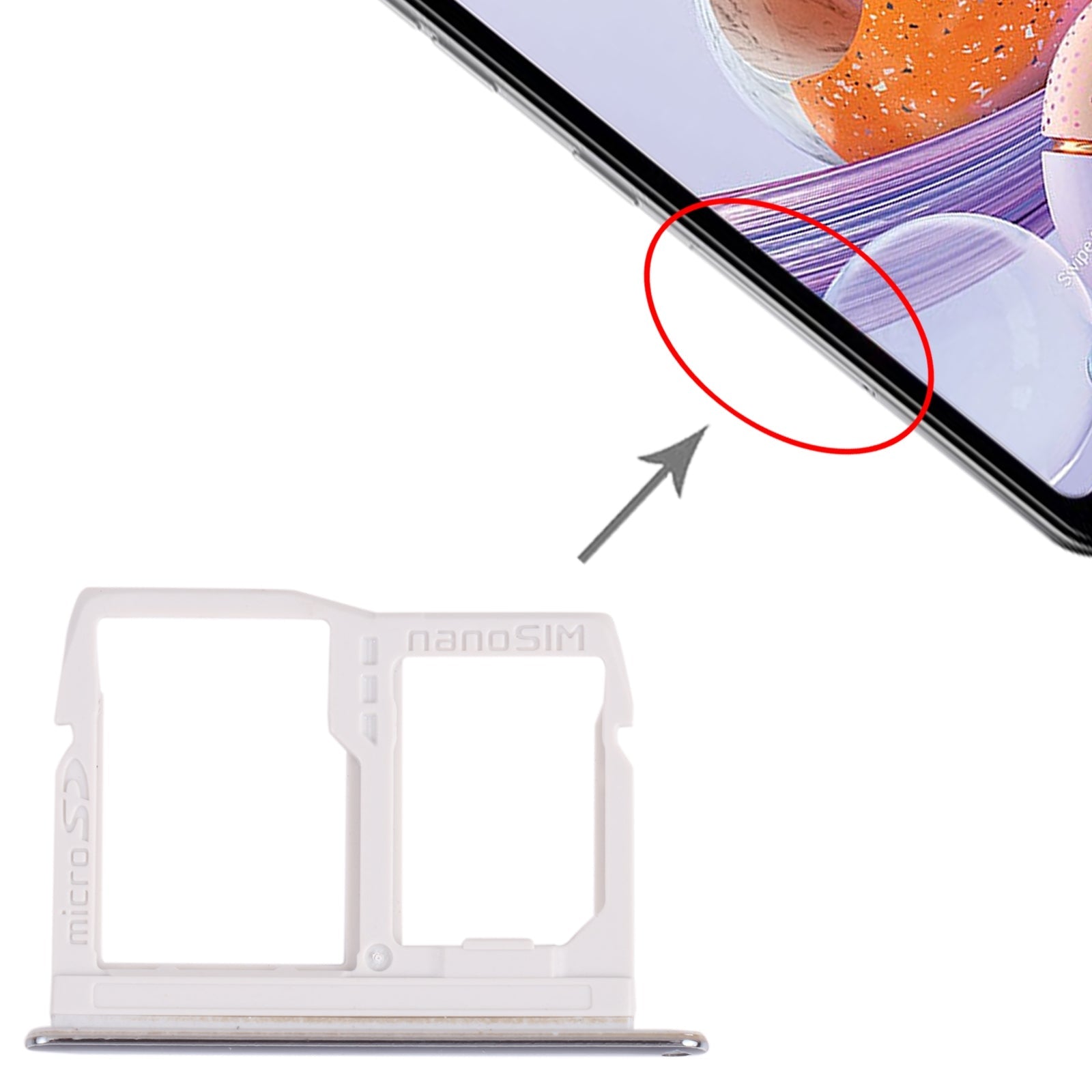 Nano SIM Card Tray + Micro SD Card Tray for LG Stylo 6 / K71 LMQ730HA, LM-Q730HA, LMQ730TM, LM-Q730TM (Grey)