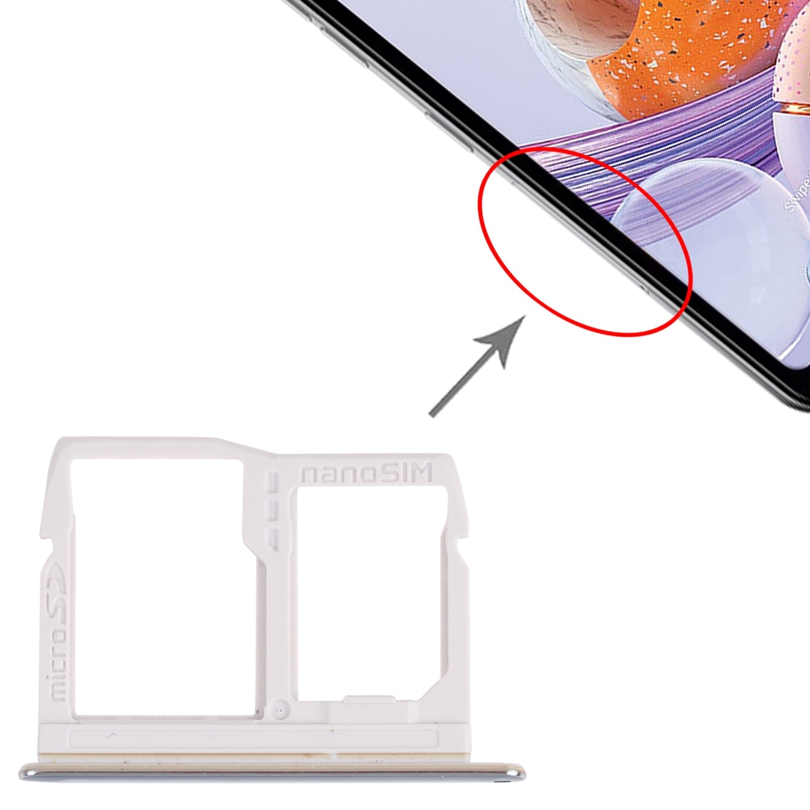 Nano SIM Card Tray + Micro SD Card Tray for LG Stylo 6 / K71 LMQ730HA, LM-Q730HA, LMQ730TM, LM-Q730TM (Silver)