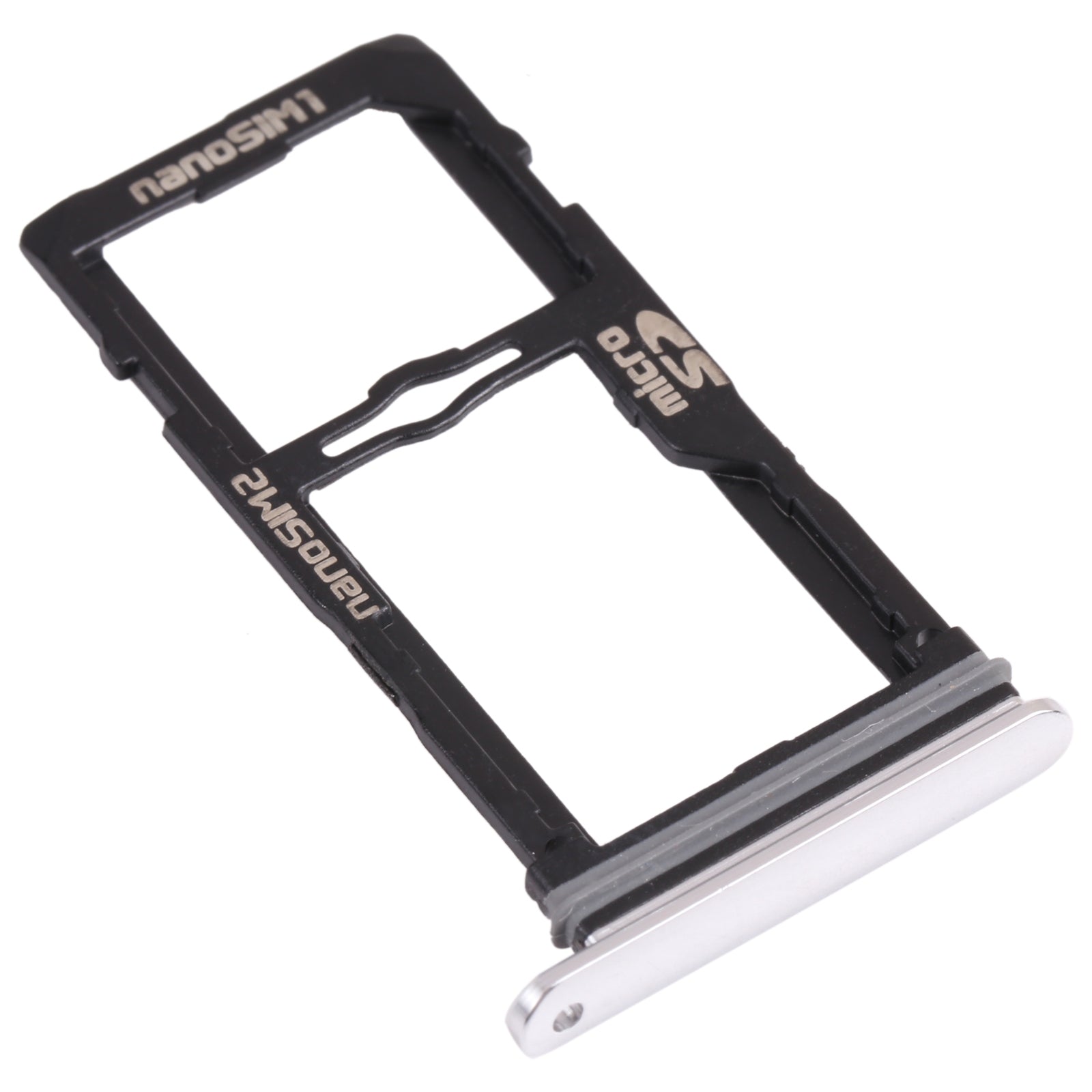 Nano SIM Card Tray + Nano SIM Card Tray / Micro SD Card Tray for LG G8S ThinQ LMG810, LM-G810, LMG810EAW (Silver)