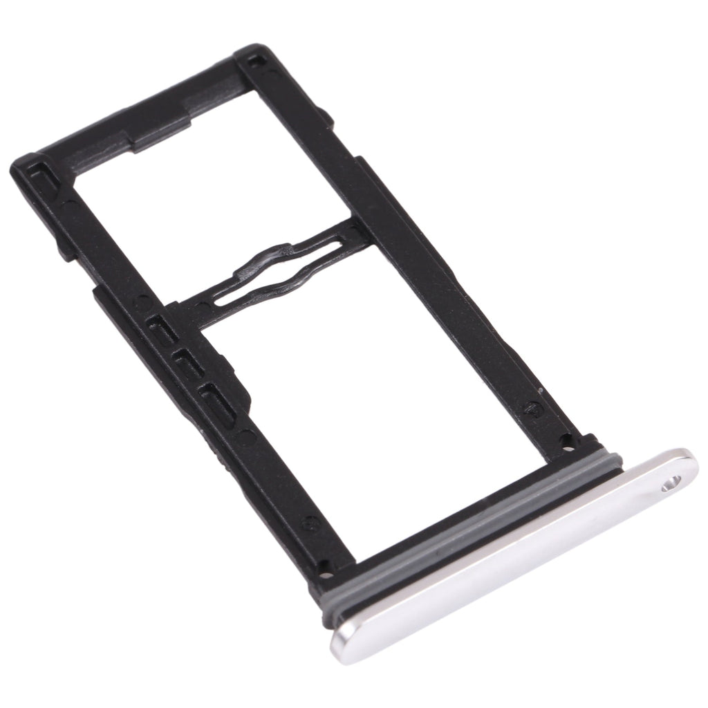 Nano SIM Card Tray + Nano SIM Card Tray / Micro SD Card Tray for LG G8S ThinQ LMG810, LM-G810, LMG810EAW (Silver)