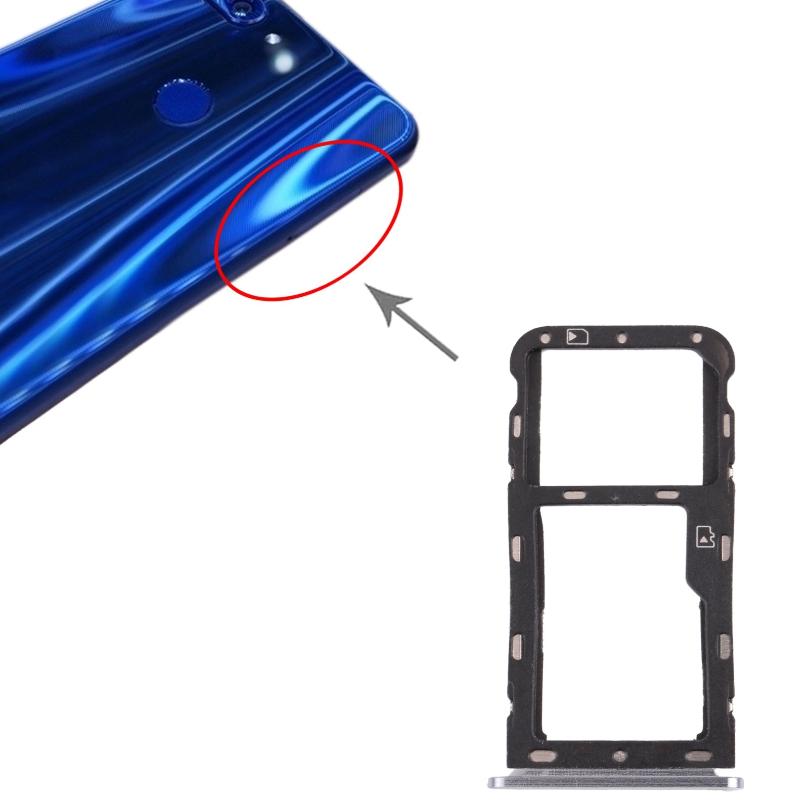 SIM Card Tray + Micro SD Card Tray for ZTE Blade V9 (Silver)