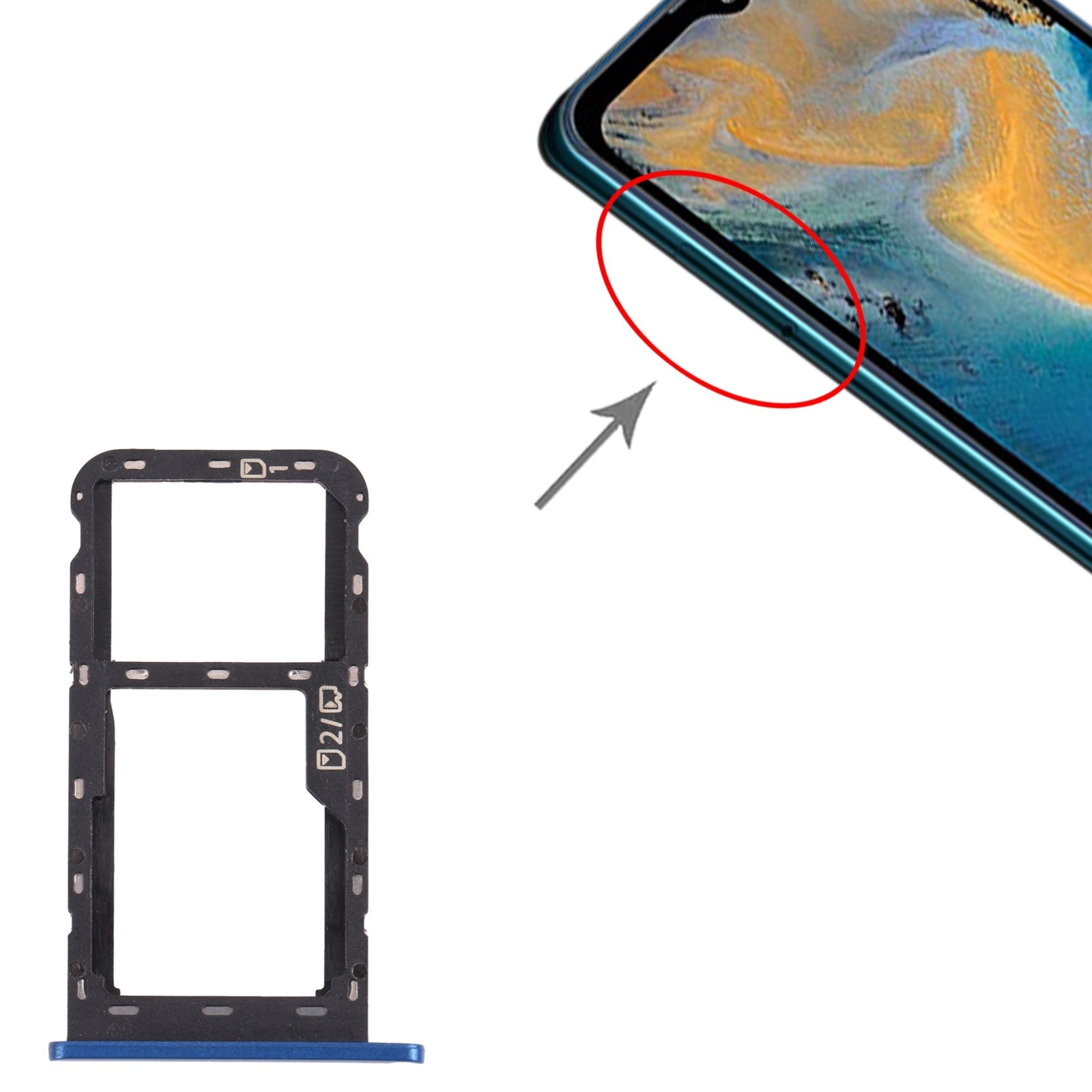 SIM Card Tray + Micro SD Card Tray for ZTE Blade A51 (Blue)
