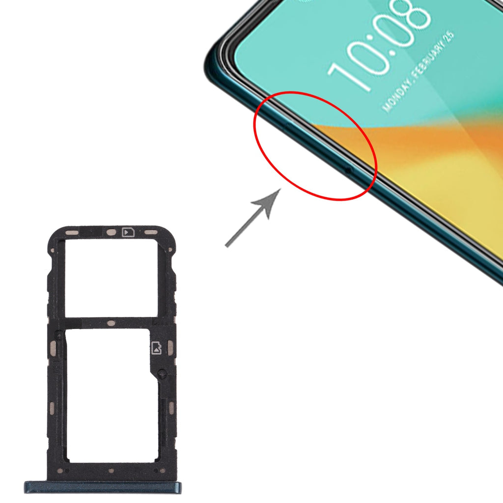 SIM Card Tray + SIM Card Tray / Micro SD Card Tray for ZTE Blade V10 Vita (Dark Green)