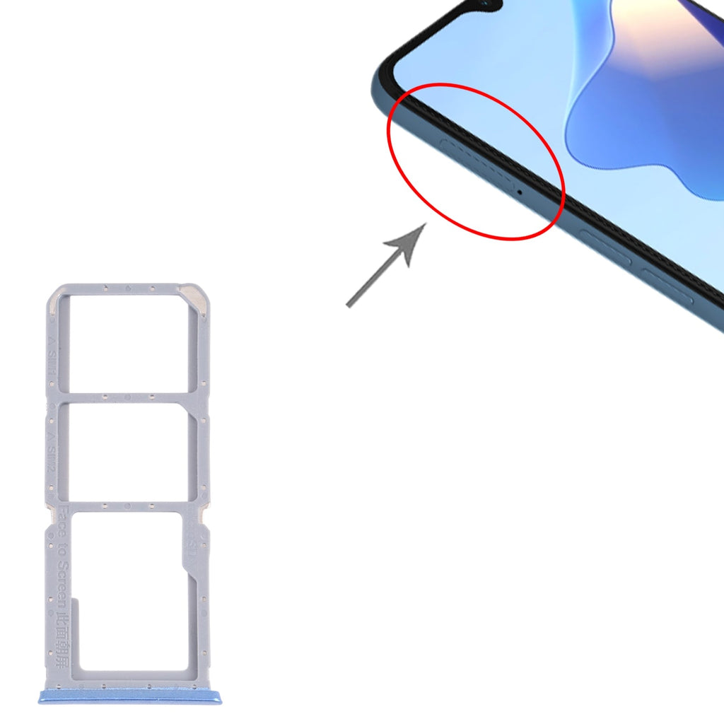 For OPPO A16 / A16S CPH2269 CPH2271  SIM Card Tray + SIM Card Tray + Micro SD Card Tray (Blue)
