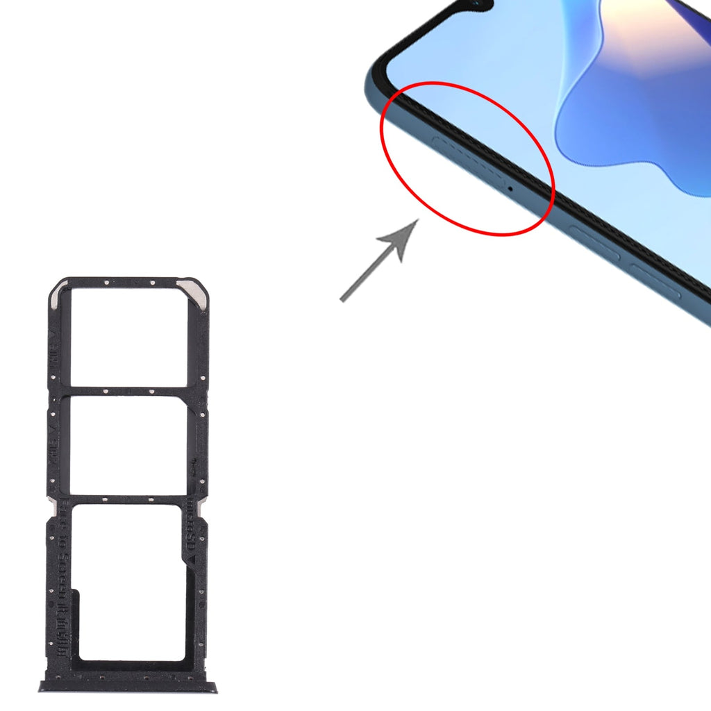 For OPPO A54S CPH2273  SIM Card Tray + SIM Card Tray + Micro SD Card Tray (Black)