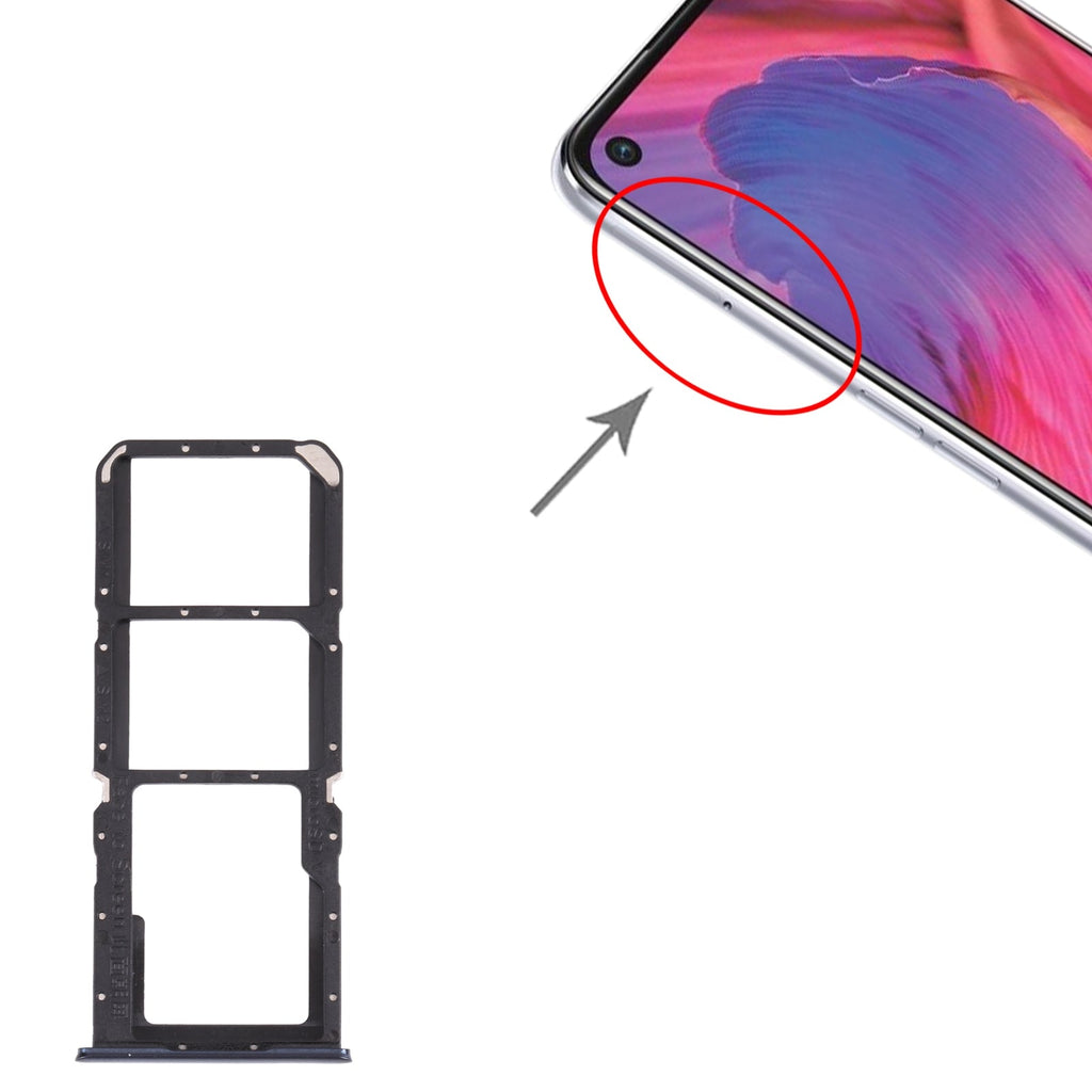 For OPPO A74 5G CPH2197 CPH2263  SIM Card Tray + SIM Card Tray + Micro SD Card Tray (Black)