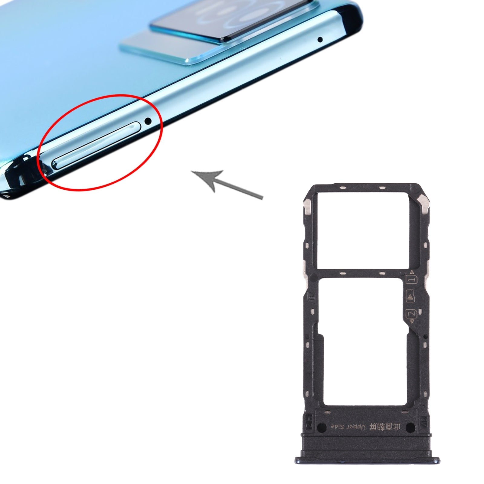 For vivo Y76s V2156A SIM Card Tray + SIM Card Tray / Micro SD Card Tray (Black)