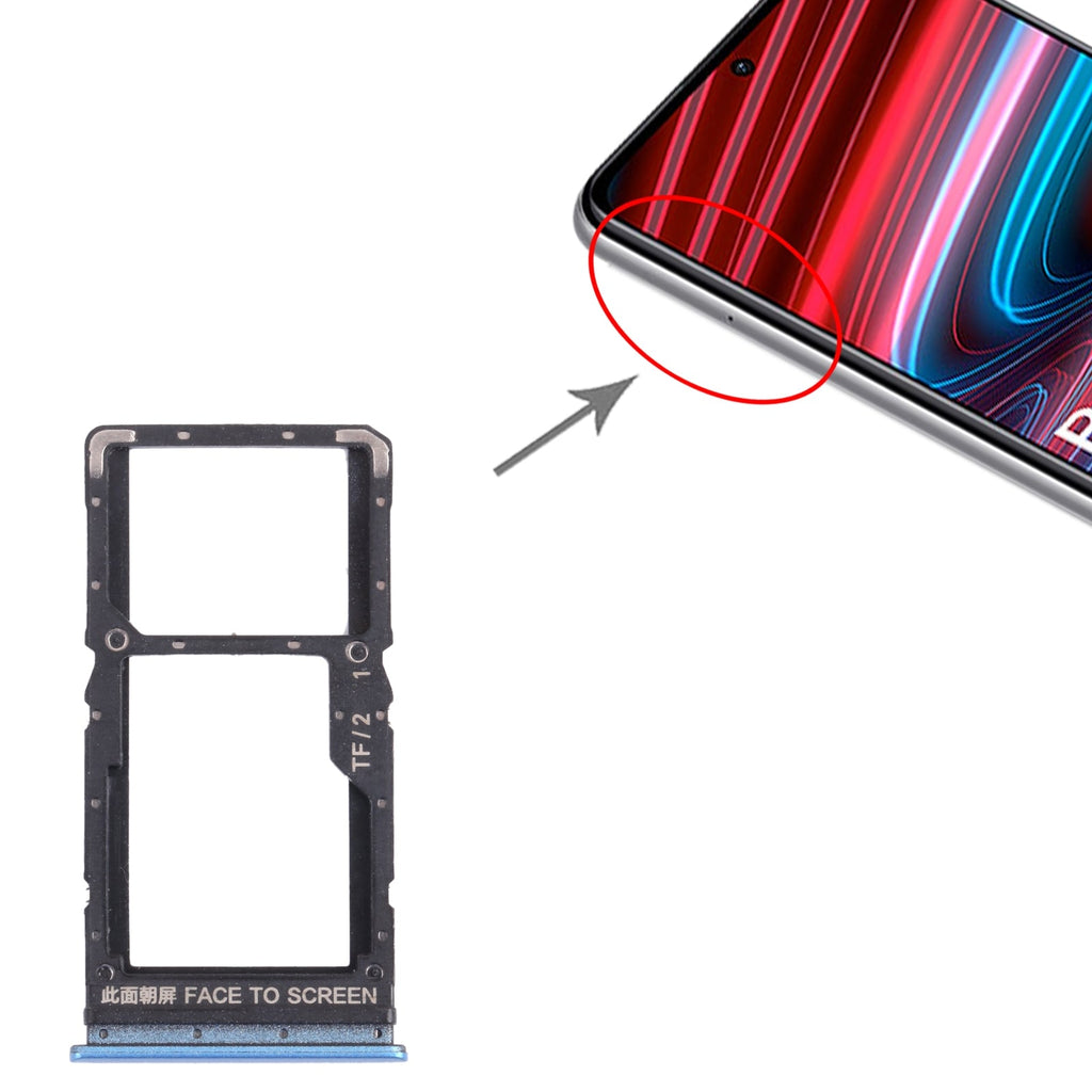 SIM Card Tray + SIM Card Tray / Micro SD Card Tray for Xiaomi Redmi Note 11 (China) 21091116AC / Redmi Note 11T 5G / Poco M4 Pro 5G 21091116AG, MZB0BGVIN(Blue)