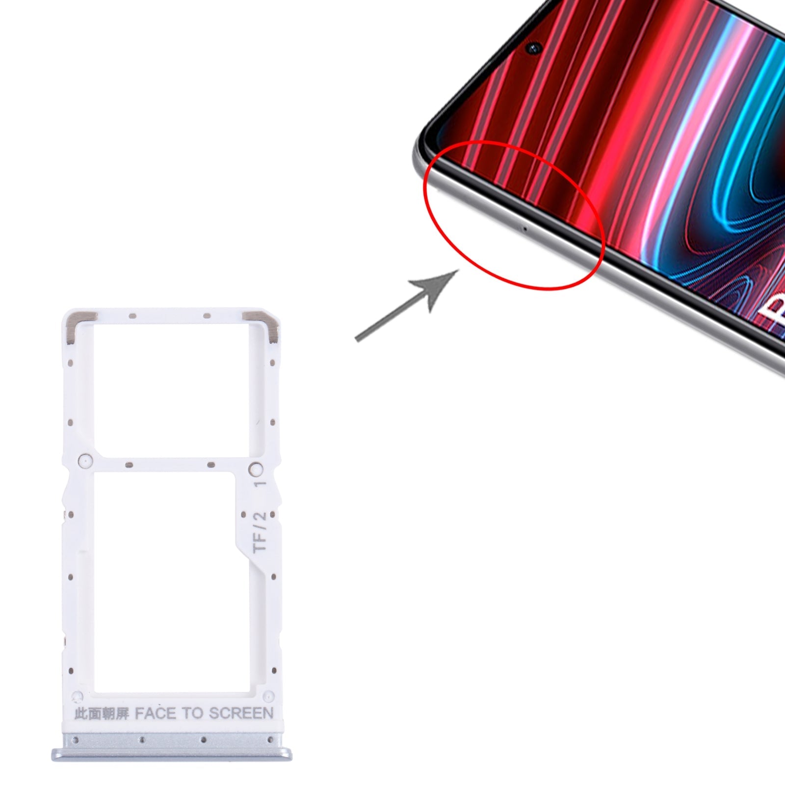SIM Card Tray + SIM Card Tray / Micro SD Card Tray for Xiaomi Redmi Note 11 (China) 21091116AC / Redmi Note 11T 5G / Poco M4 Pro 5G 21091116AG, MZB0BGVIN(Silver)