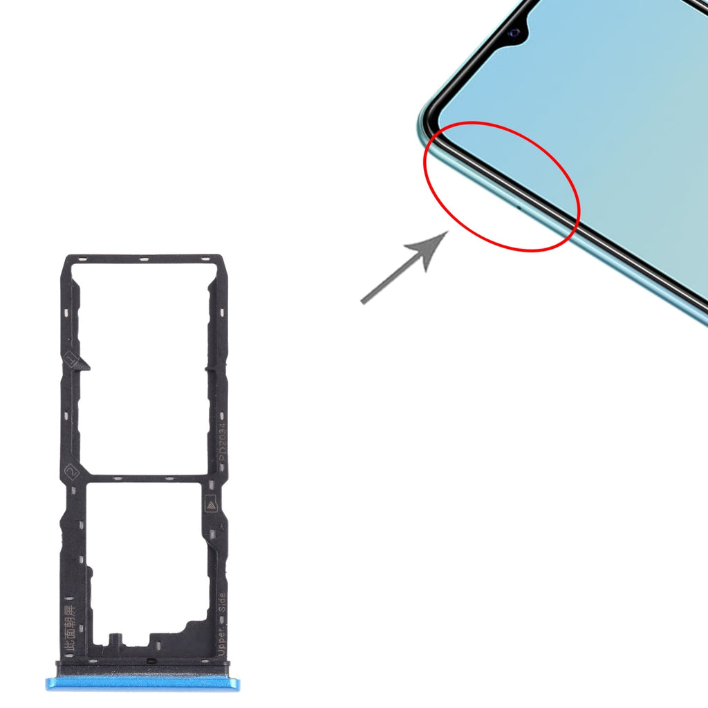 For vivo Y30 Standard / Y12s SIM Card Tray + SIM Card Tray + Micro SD Card Tray (Blue)