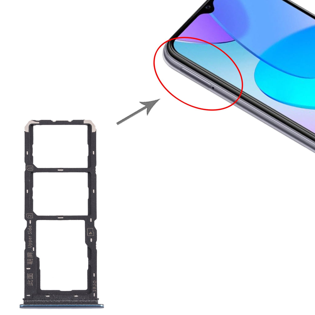 For vivo Y11s V2028 SIM Card Tray + SIM Card Tray + Micro SD Card Tray (Blue)