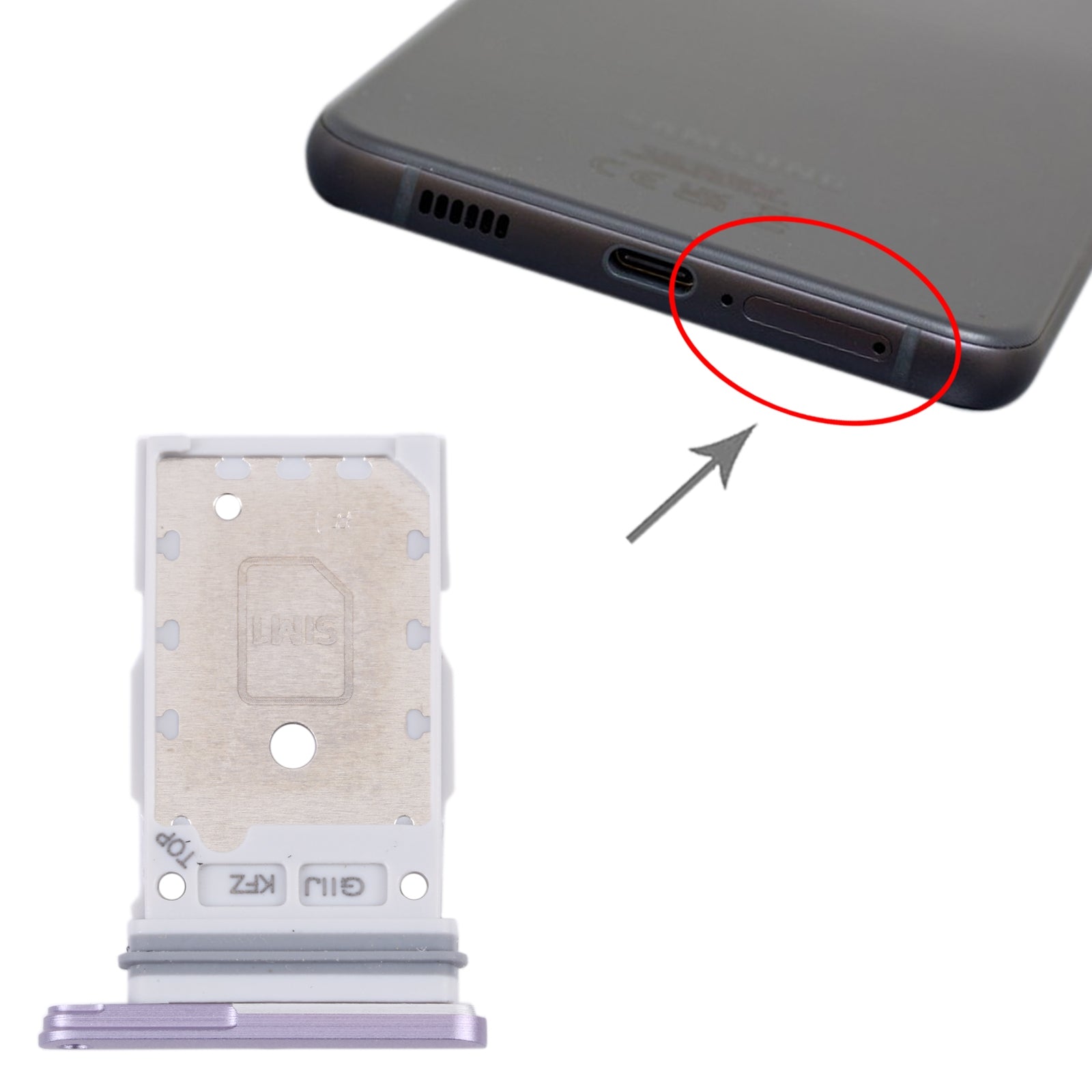 For Samsung Galaxy S21 FE 5G SM-G990B Original SIM Card Tray + SIM Card Tray (Purple)
