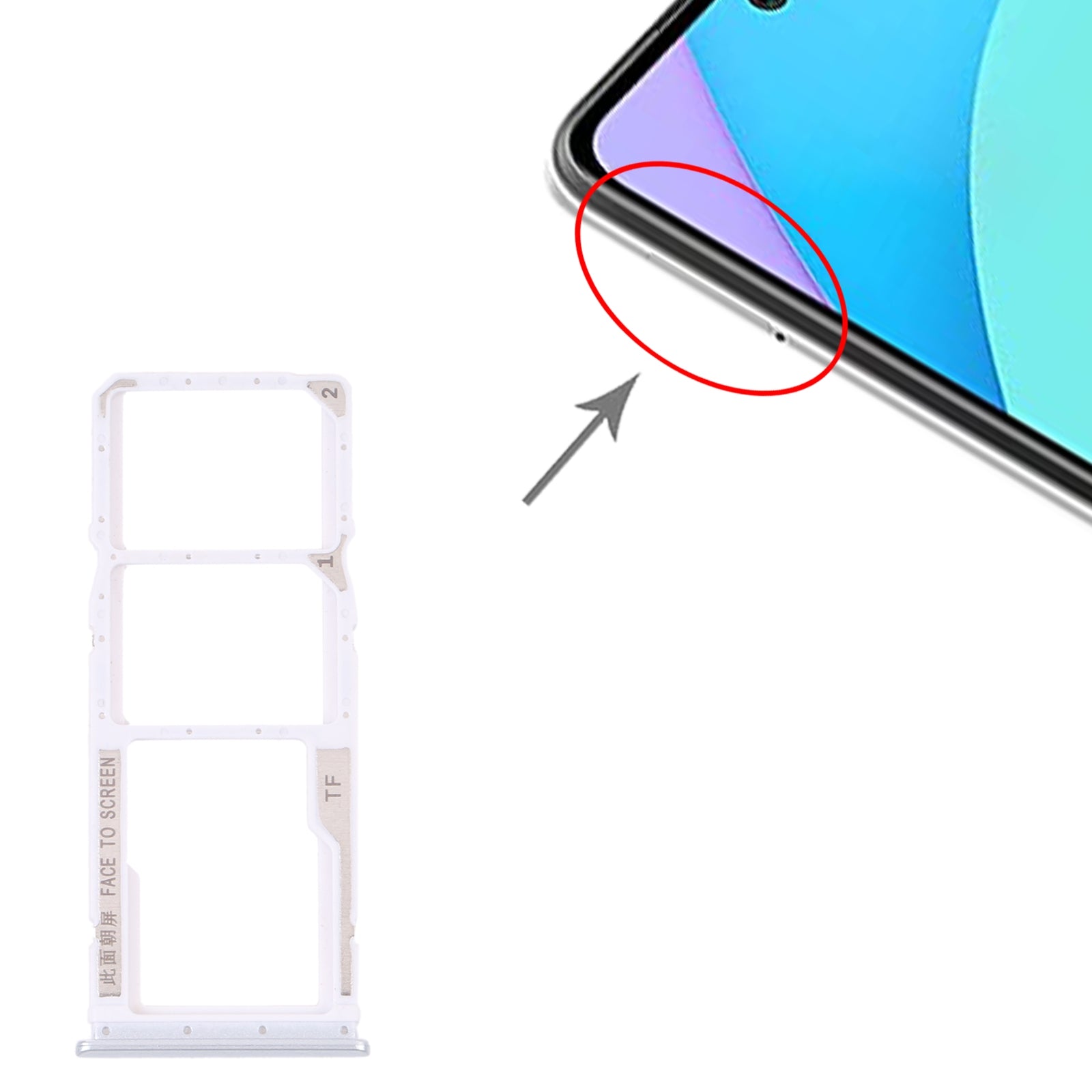 SIM Card Tray + SIM Card Tray + Micro SD card tray for Xiaomi Redmi 10/Redmi 10 Prime/Redmi Note 11 4G/Redmi 10 2022 (White)