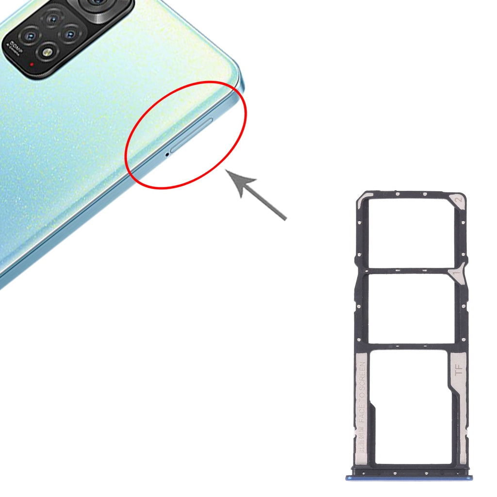 SIM Card Tray + SIM Card Tray + Micro SD card tray for Xiaomi Redmi Note 11 4G / Redmi Note 11S 4G(Dark Blue)