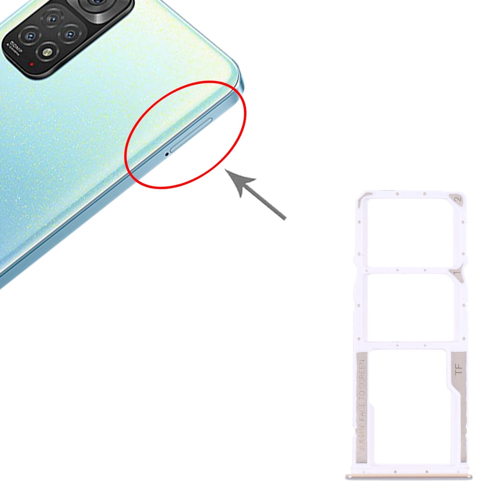 SIM Card Tray + SIM Card Tray + Micro SD card tray for Xiaomi Redmi Note 11 4G / Redmi Note 11S 4G(White)
