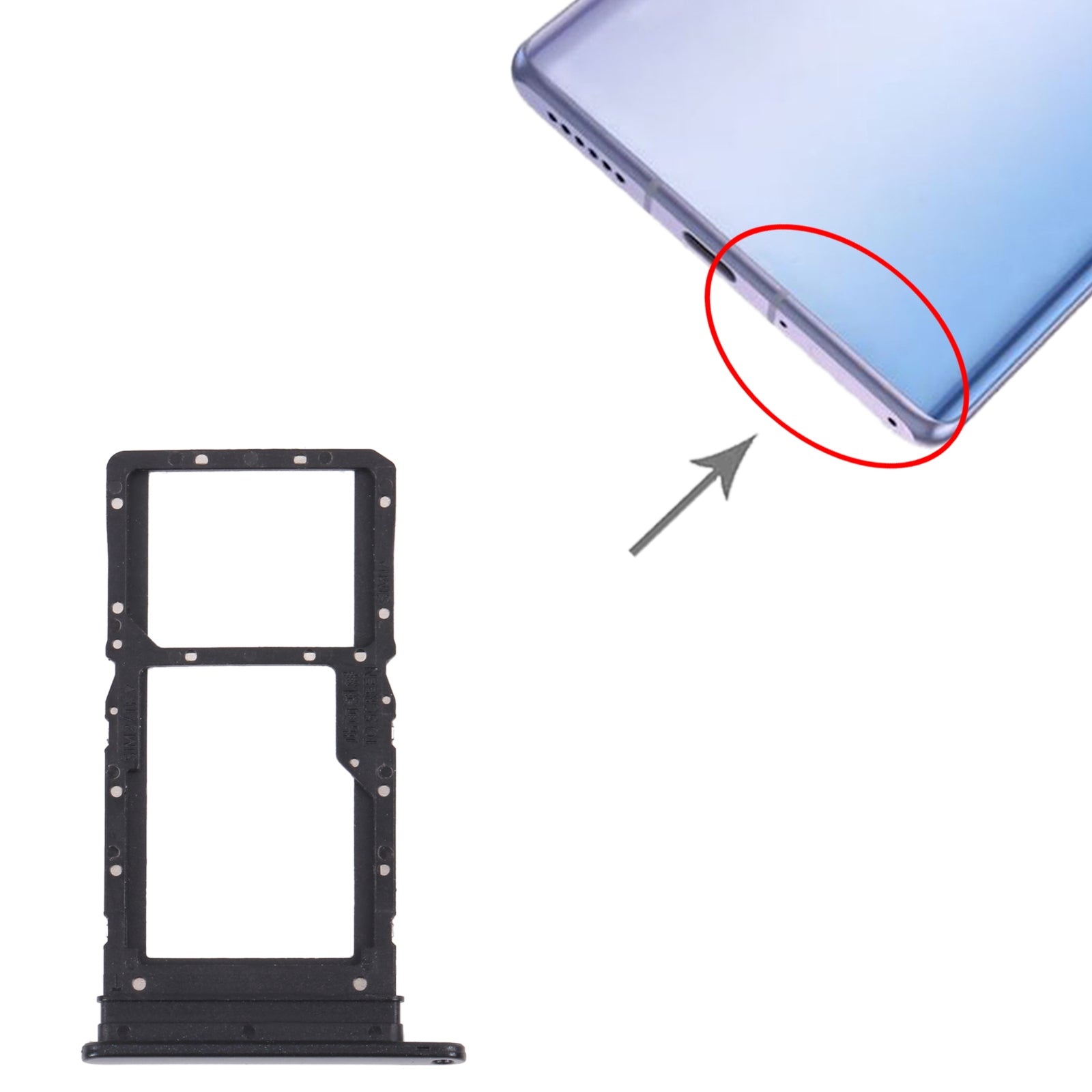 SIM Card Tray + SIM Card Tray / Micro SD Card Tray for Honor Play 30 Plus(Black)