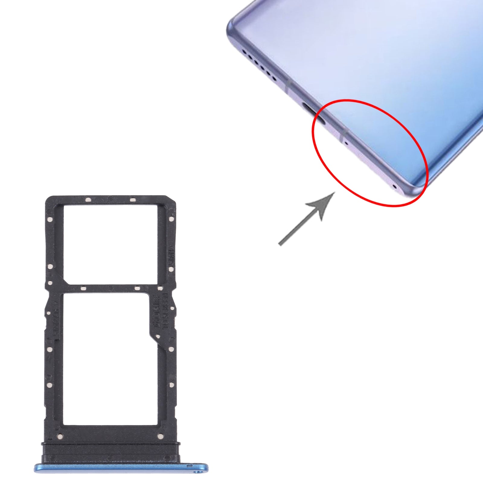 SIM Card Tray + SIM Card Tray / Micro SD Card Tray for Honor Play 30 Plus(Blue)