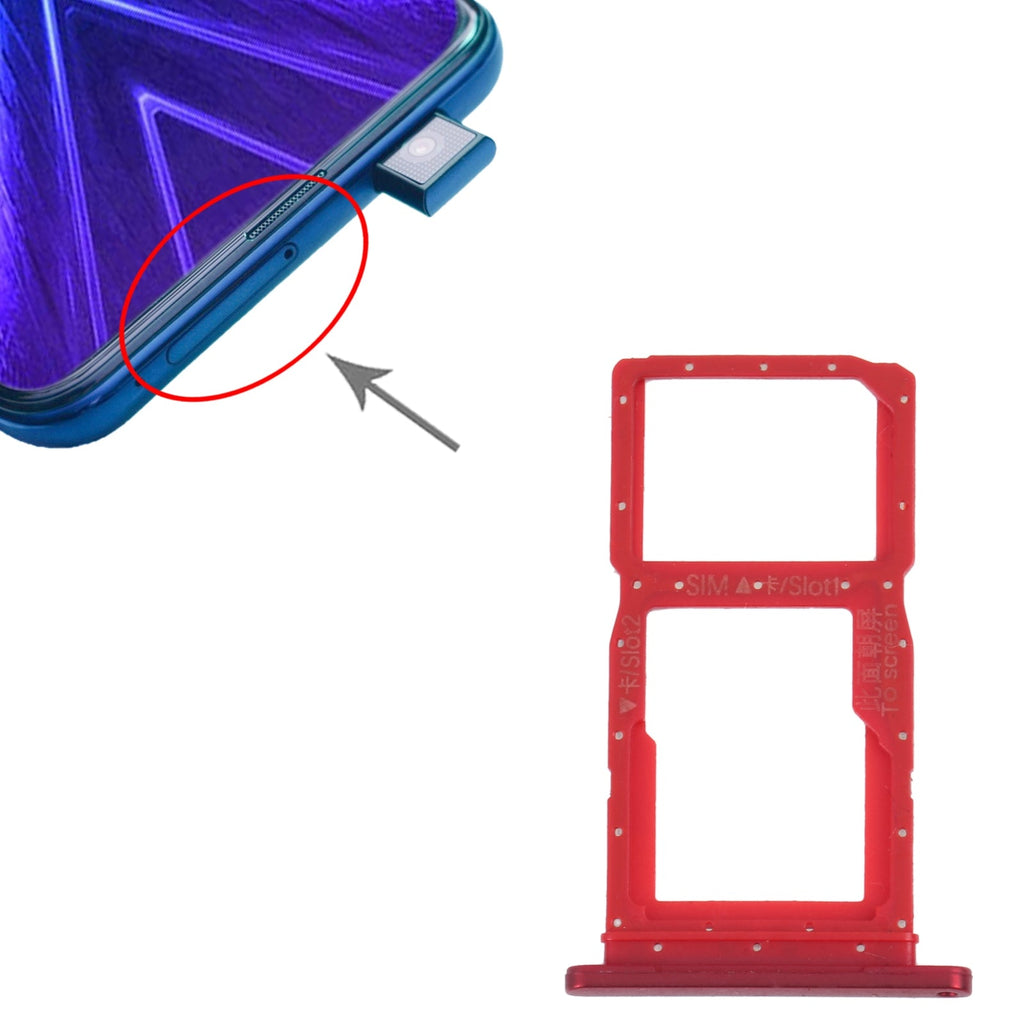 SIM Card Tray + SIM Card Tray / Micro SD Card Tray for Honor 9X (Red)