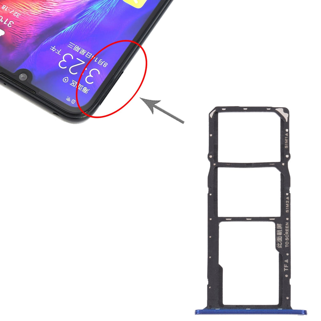 SIM Card Tray + SIM Card Tray + Micro SD Card Tray for Honor Play 8(Blue)