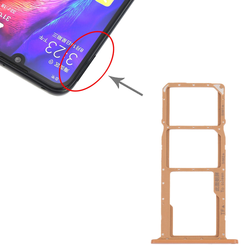 SIM Card Tray + SIM Card Tray + Micro SD Card Tray for Honor Play 8(Brown)