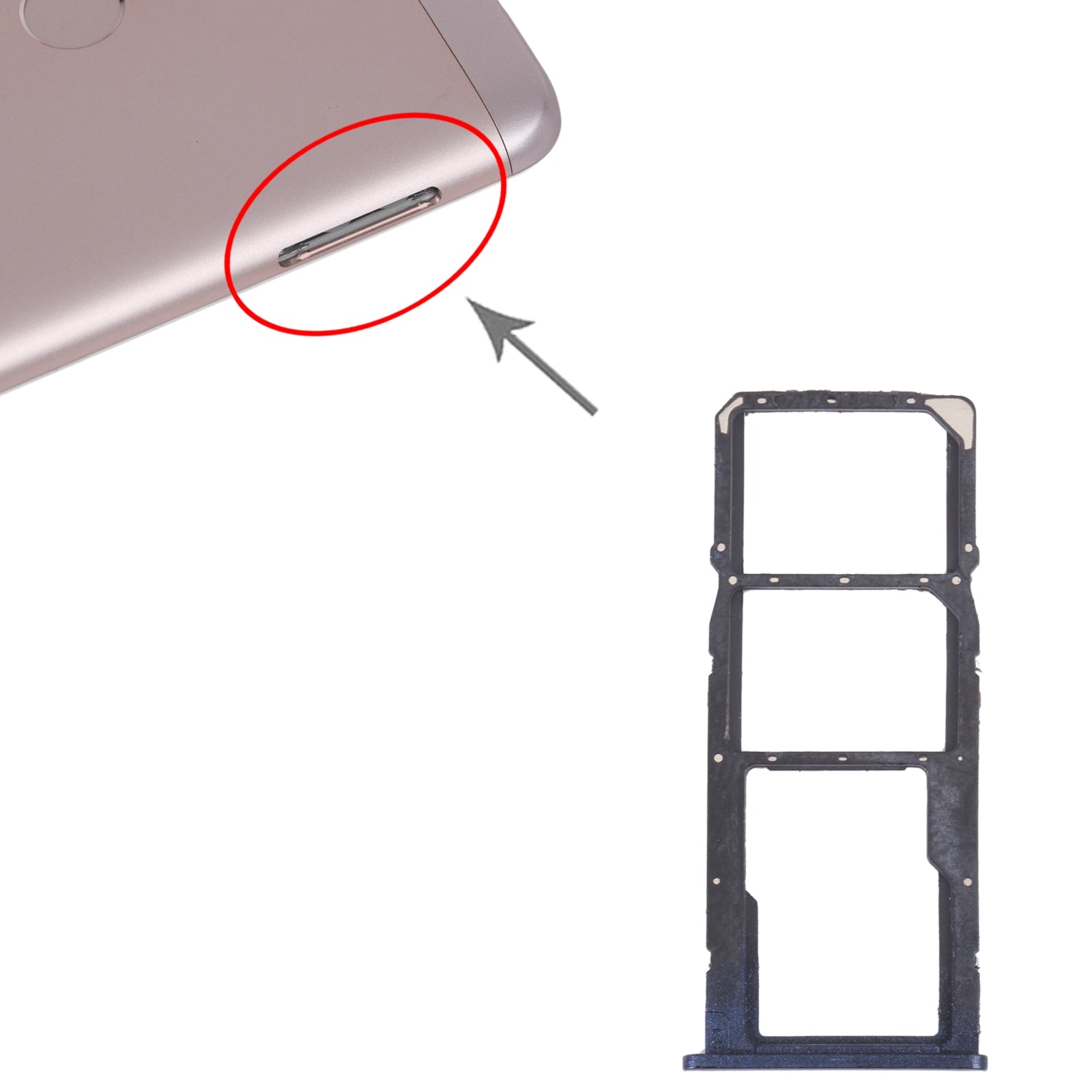 SIM Card Tray + SIM Card Tray + Micro SD Card Tray for Honor 7C(Blue)