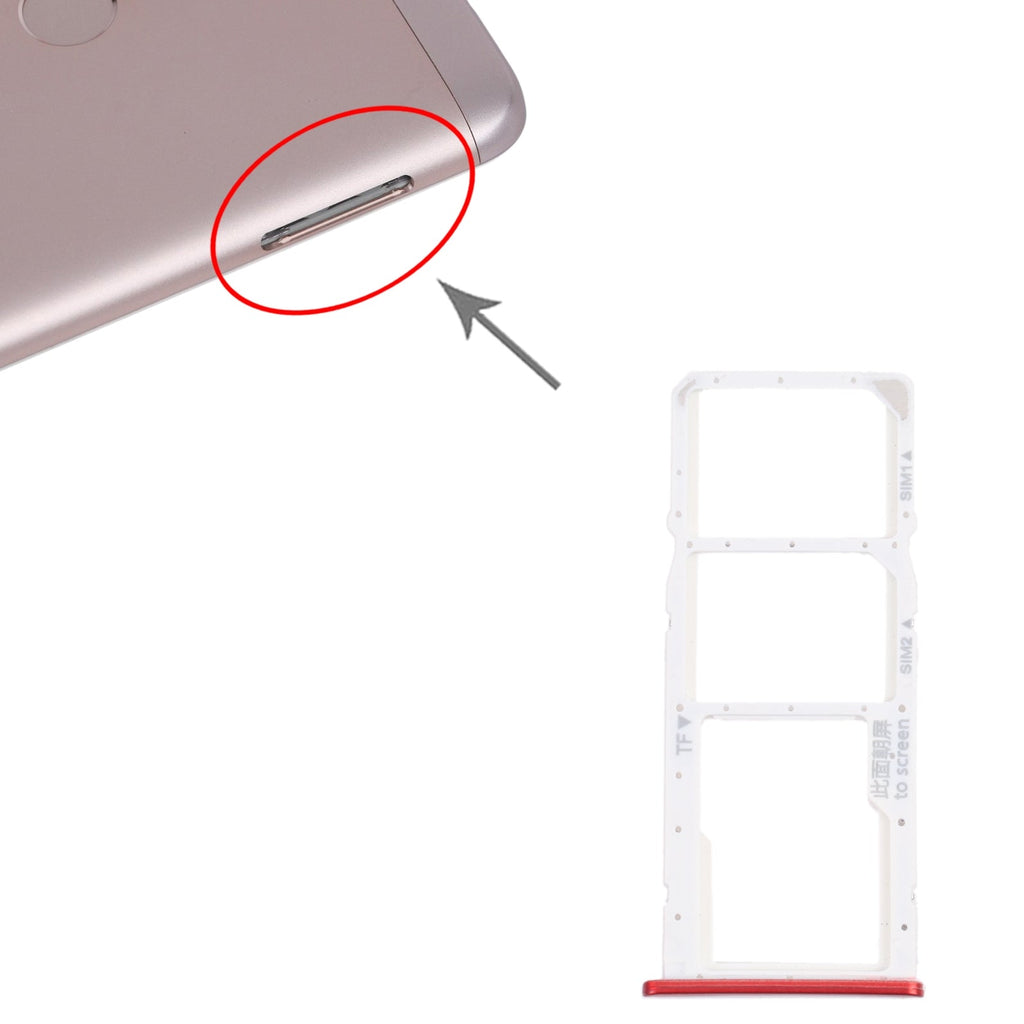 SIM Card Tray + SIM Card Tray + Micro SD Card Tray for Honor 7C (Red)