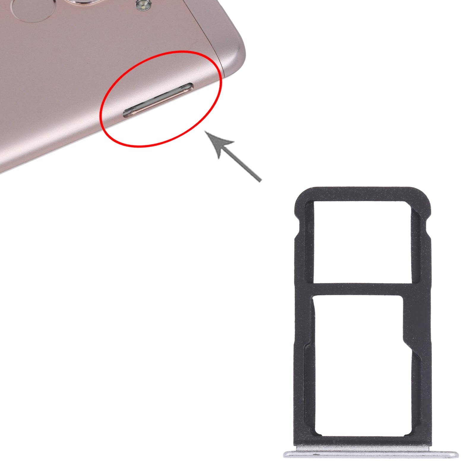 SIM Card Tray + SIM Card Tray / Micro SD Card Tray for Honor Play 6 (Silver)