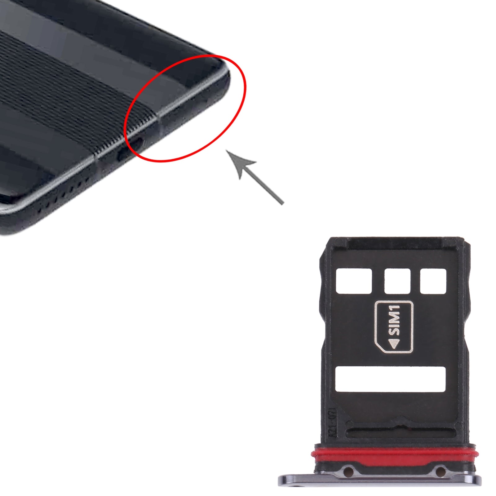SIM Card Tray + NM Card Tray for Huawei Mate 40 RS Porsche Design (Black)