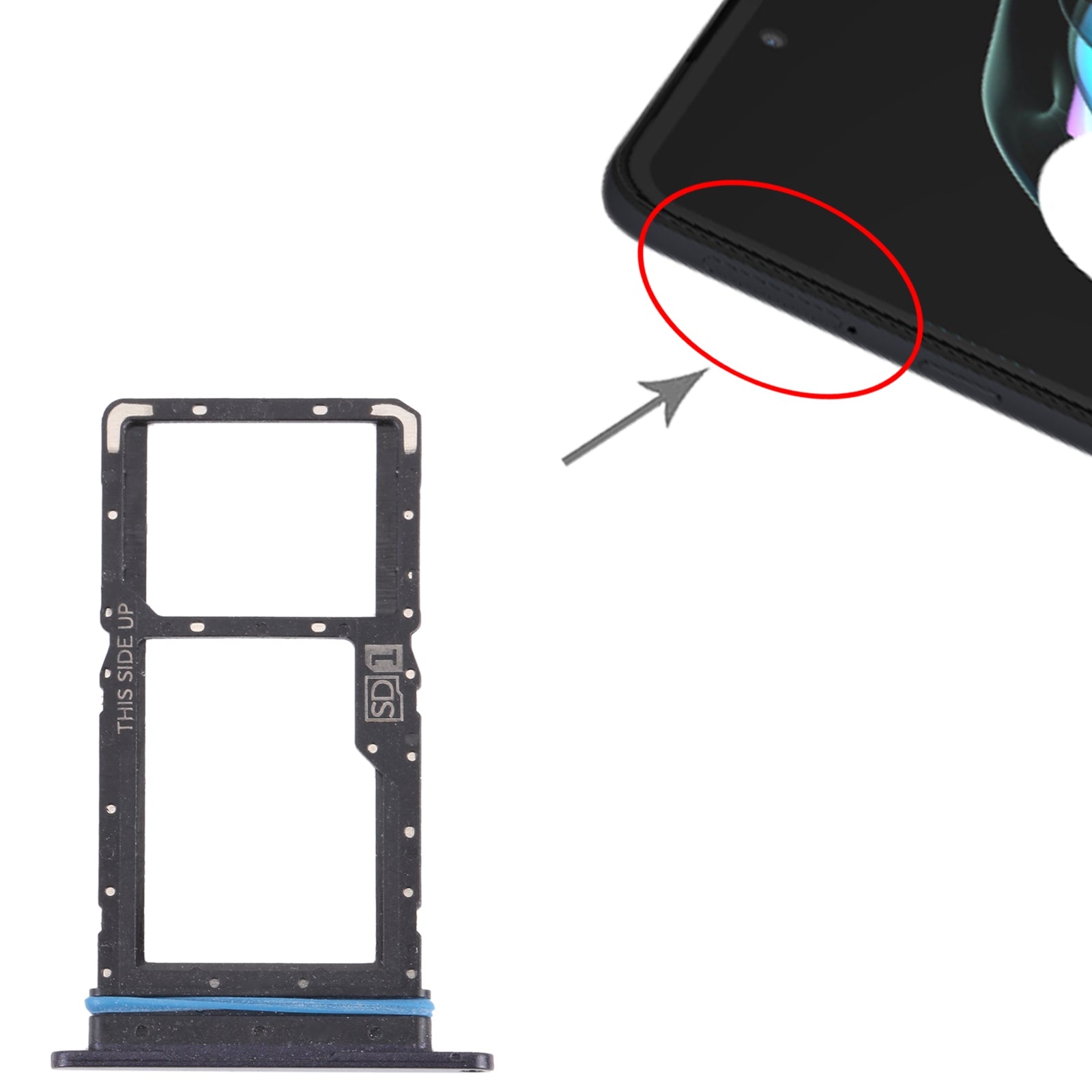 SIM Card Tray + Micro SD Card Tray for Motorola Edge 20 Lite (Black)