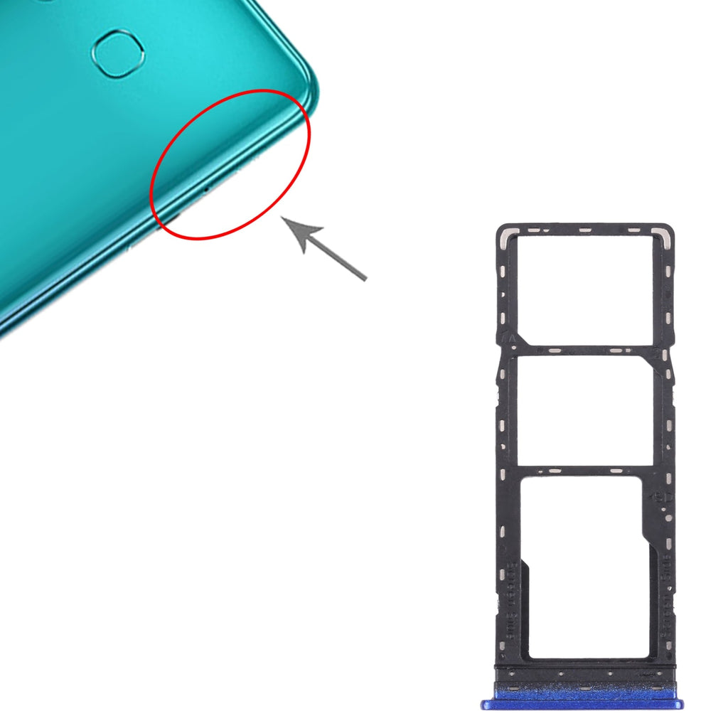 For Infinix S4 X626 SIM Card Tray + SIM Card Tray + Micro SD Card Tray (Blue)