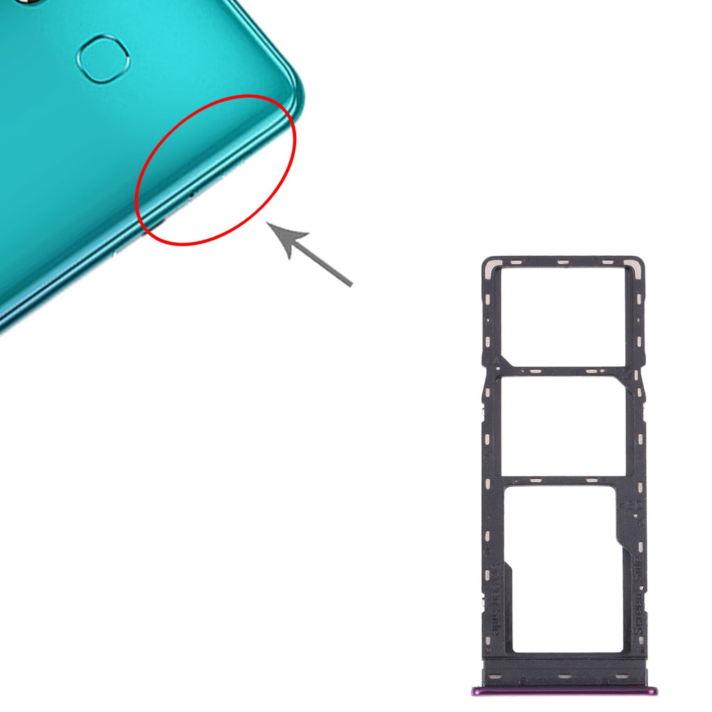 For Infinix S5 Lite X652B X652C SIM Card Tray + SIM Card Tray + Micro SD Card Tray (Purple)